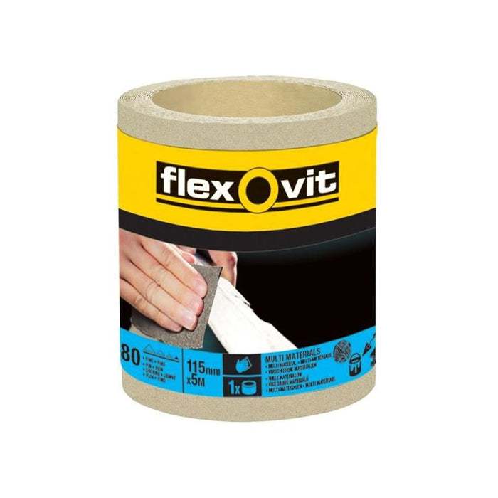 Flexovit General Purpose Sanding Roll 115mm x 5m Fine 180G Flexovit - Town Tools