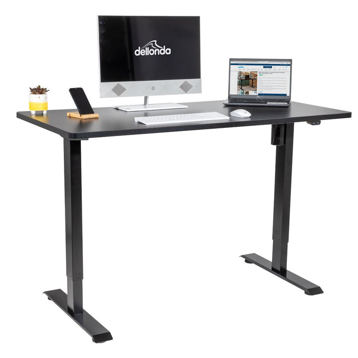 Dellonda Single Motor  Adjustable-Height Electric Sit/Stand Desk - Black Desktop