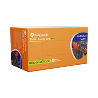 10x Bodyguard Finite Orange Grip Textured Grip Pattern Nitrile Gloves Small Box 90