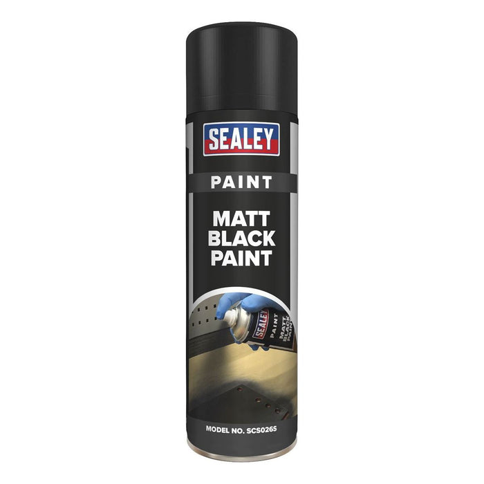 Sealey Black Matt Paint 500ml Pack of 6 SCS026