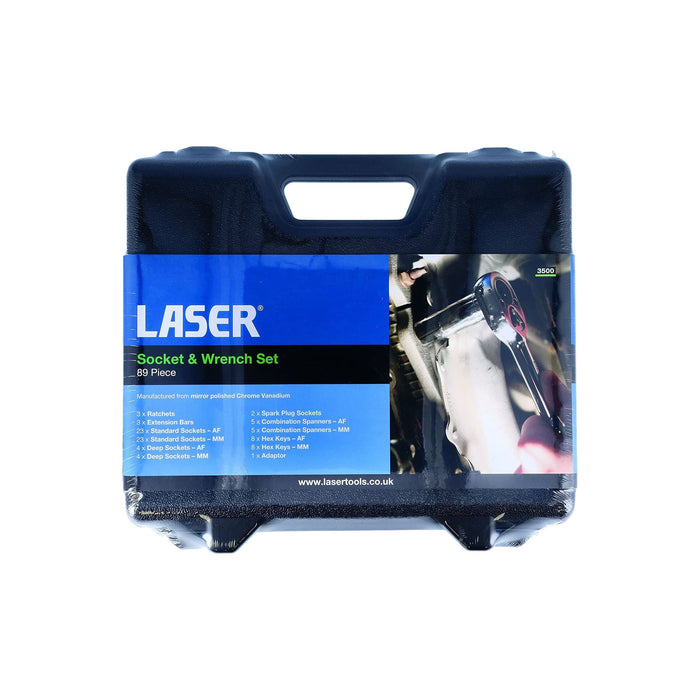 Laser Socket and Spanner Set AF/Metric 1/4"D, 3/8"D, 1/2"D 89pc 3500