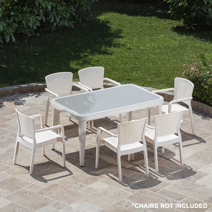 Dellonda  Dining Tables with Tempered Glass Top 150 x 90 x 76cm - Ivory White