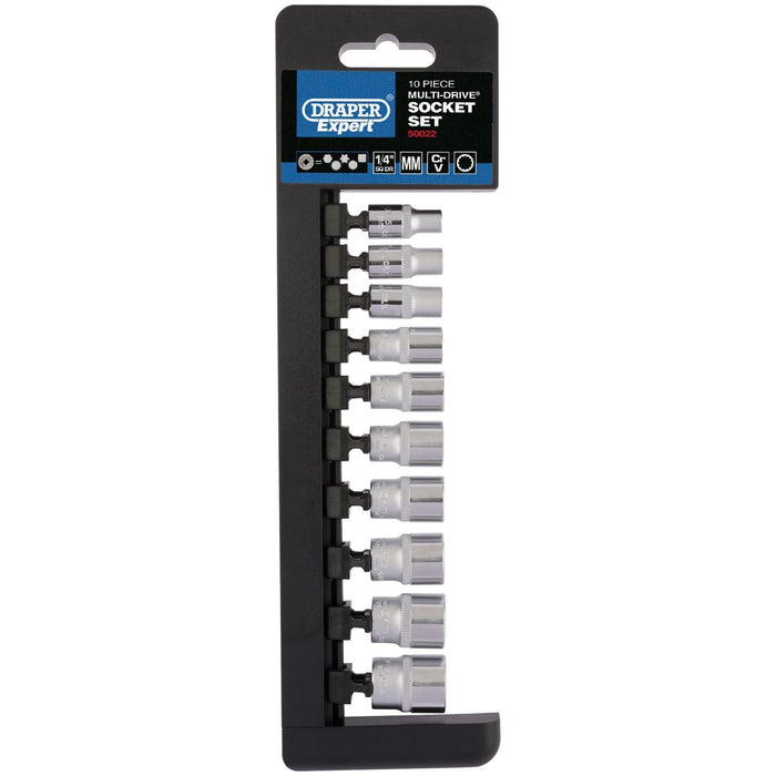 Draper Multi-Drive Metric Socket Set, 1/4" Sq. Dr. (10 Piece) 50022 Draper - Town Tools 