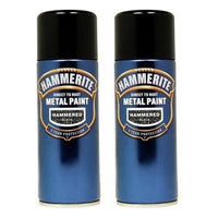 2x 400ml Hammerite HAmmERED BLACK Direct to Rust Metal Spray Paint Aerosol 400ml