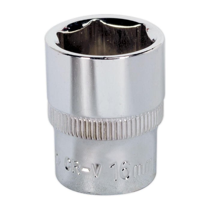 Sealey WallDrive Socket 16mm 3/8"Sq Drive Fully Polished SP3816 Sealey - Town Tools 