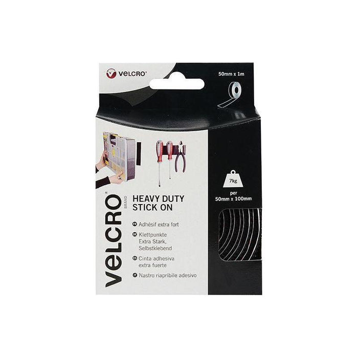 Velcro® Brand VELCRO® Brand Heavy-Duty Stick On Tape 50mm x 1m Black VELCRO® Brand - Town Tools