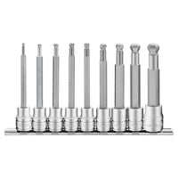 Teng Tools 3/8" ball point long hex bit socket clip rail set 9 pcs
