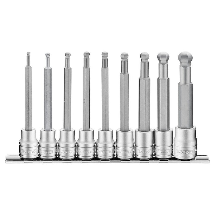 Teng Tools 3/8" ball point long hex bit socket clip rail set 9 pcs Teng Tools - Town Tools 