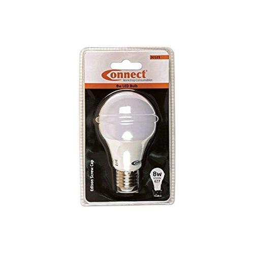 Connect 8W LED Bulb 6500K E27 ES Fitting Cold White  1pc 30525 Tool Connection - Town Tools 