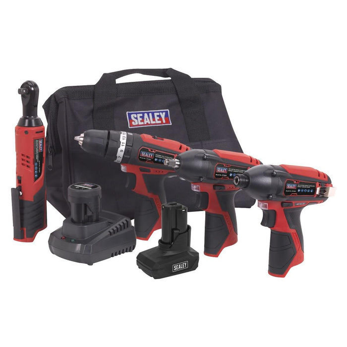 Sealey 4 x 12V SV12 Series Cordless Power Tool Combo Kit CP1200COMBO Sealey - Town Tools 