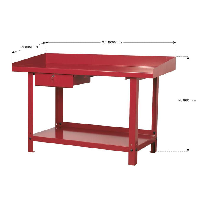 Sealey Workbench Steel 1.5m with 1 Drawer AP1015 Sealey - Town Tools 