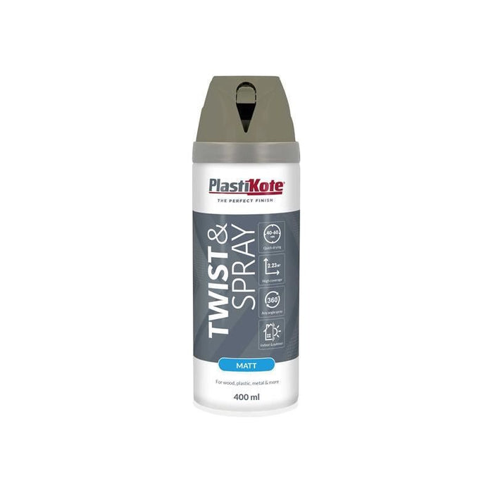Plastikote Twist & Spray Matt 400ml Quartz Grey PlastiKote - Town Tools