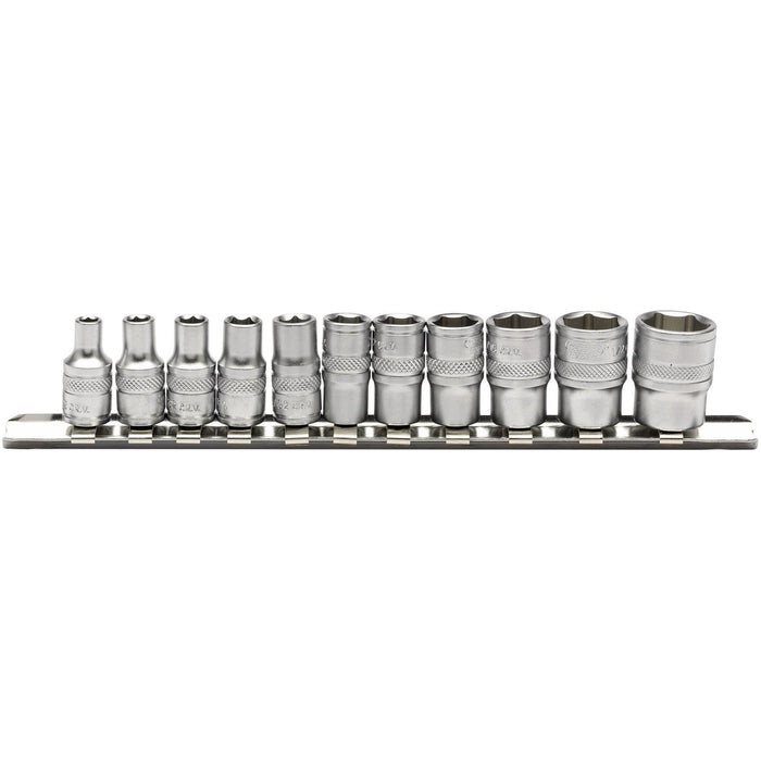 Draper Imperial Socket Set on a Metal Rail, 1/4" Sq. Dr. (11 Piece) 16488