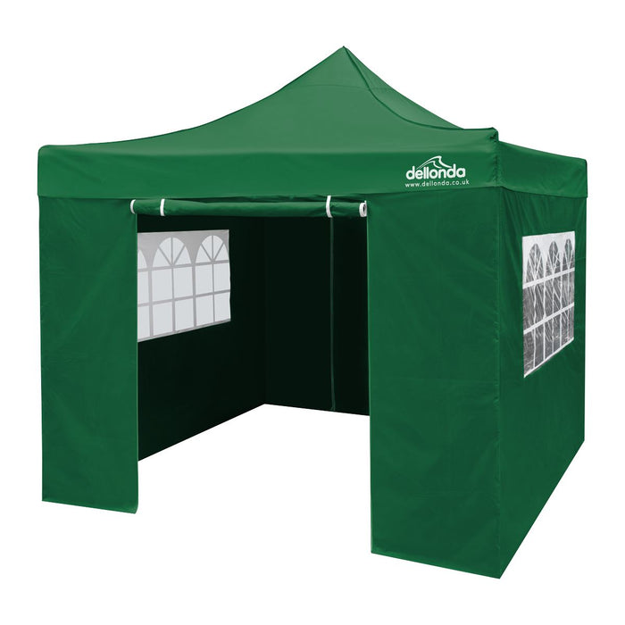 Dellonda 3x3m Pop-Up Gazebo & Side Walls Water Resistant Fabric - Green