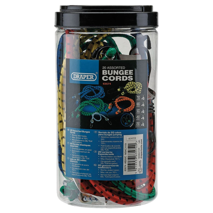 Draper Assorted Bungee Cords (Pack of 20) 63574