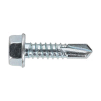 Sealey Self Drilling Screw 6.3 x 25mm Hex Head Zinc Pack of 100 SDHX6325