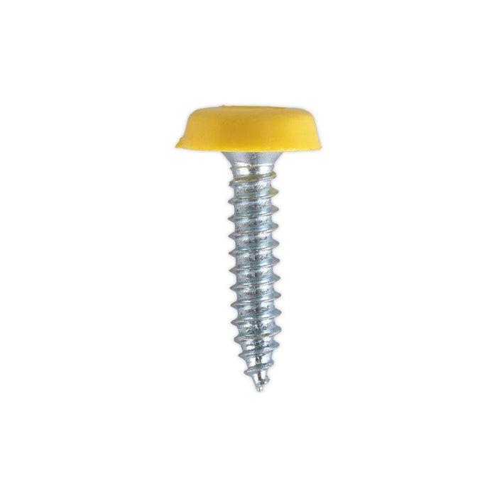 Sealey Numberplate Screw Plastic Enclosed Head 4.8 x 24mm Yellow Pack of 50 Sealey - Town Tools 