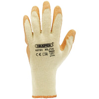 Draper Heavy Duty Latex Coated Work Gloves, Extra Large, Orange (Pack of 10)