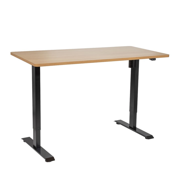 Dellonda Single Motor Adjustable-Height Electric Sit/Stand Desk - Oak Desktop