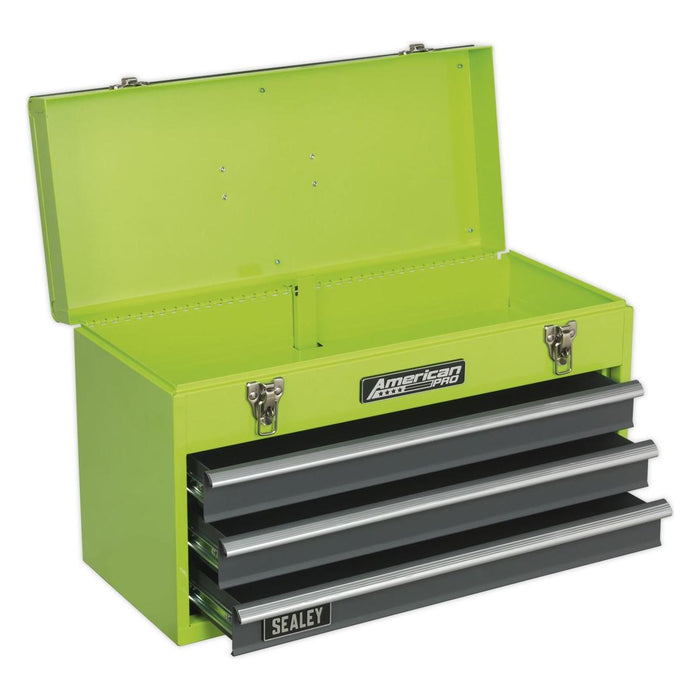 Sealey Tool Chest 3 Drawer Portable with Ball-Bearing Slides Hi-Vis Green/Grey Sealey - Town Tools 