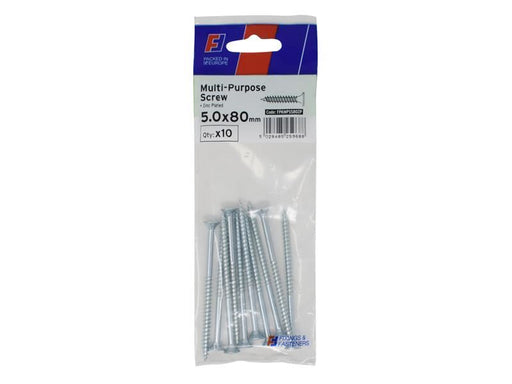 ForgeFix Multi-Purpose Pozi Screw CSK ST ZP 5.0 x 80mm ForgePack 10 ForgeFix - Town Tools