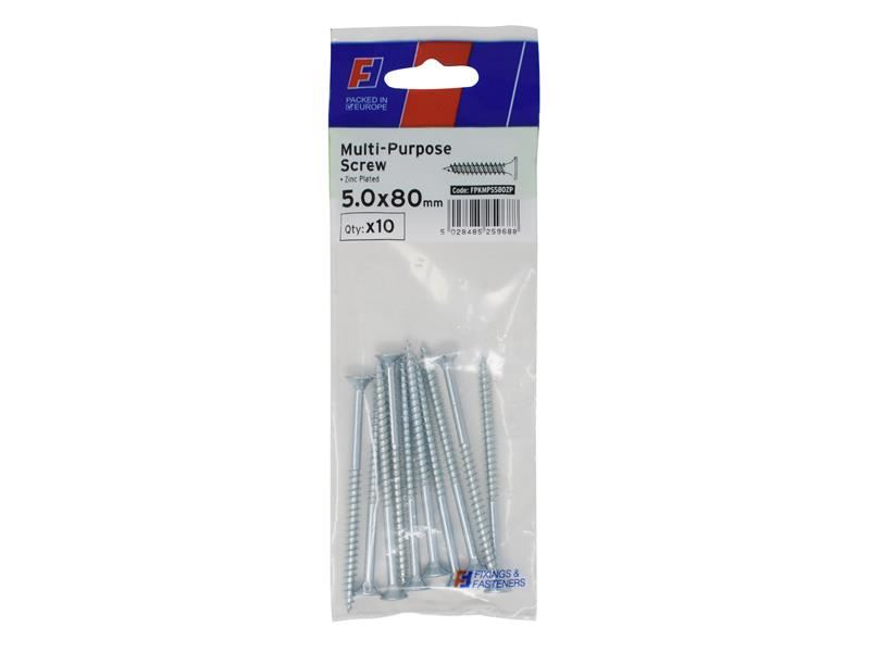 ForgeFix Multi-Purpose Pozi Screw CSK ST ZP 5.0 x 80mm ForgePack 10 ForgeFix - Town Tools