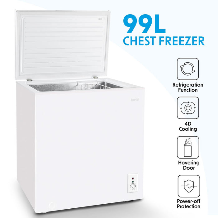 Baridi Freestanding Chest Freezer 99L Capacity - White DH116 Baridi - Town Tools 