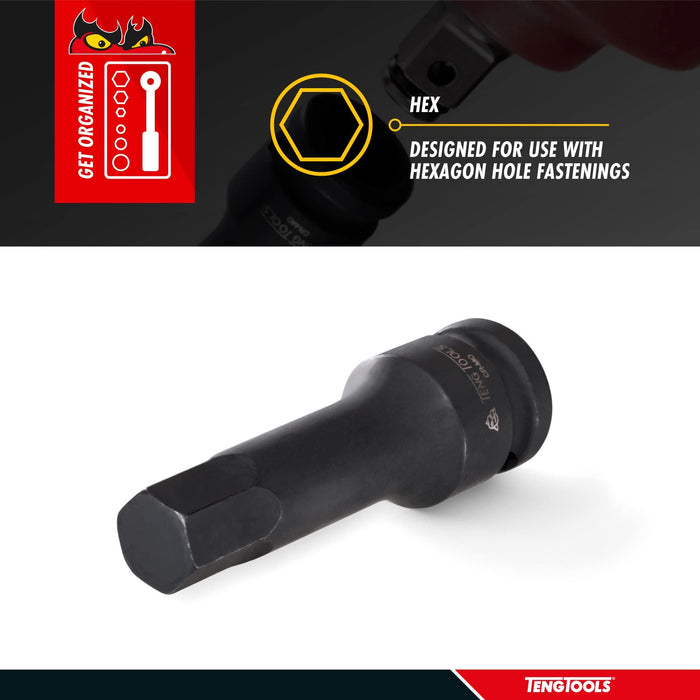 Teng Tools 3/8" Hex Bit Impact Socket DIN Metric Hex 12mm Teng Tools - Town Tools 