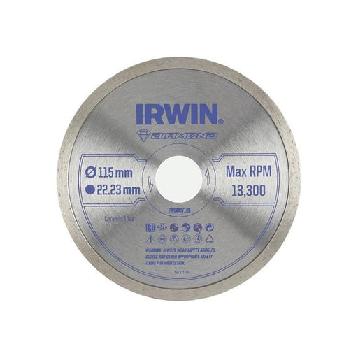 Irwin® Continuous Rim Diamond Blade 115 x 22.23mm IRWIN® - Town Tools