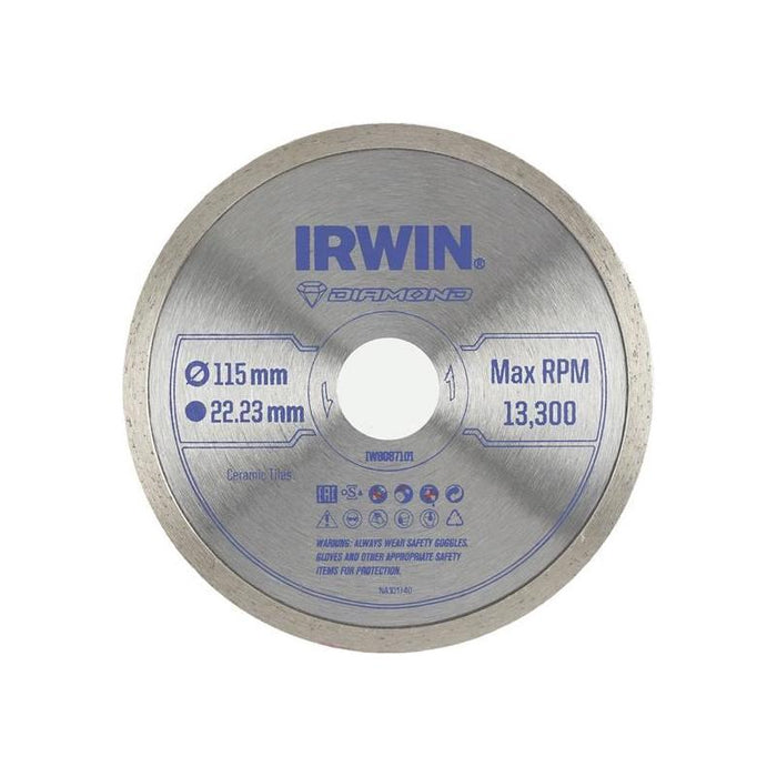Irwin® Continuous Rim Diamond Blade 115 x 22.23mm IRWIN® - Town Tools