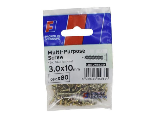 ForgeFix Multi-Purpose Pozi Screw CSK ST ZYP 3.0 x 10mm ForgePack 80 ForgeFix - Town Tools