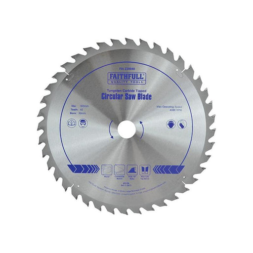 Faithfull TCT Circular Saw Blade 300 x 30mm x 40T POS Faithfull - Town Tools
