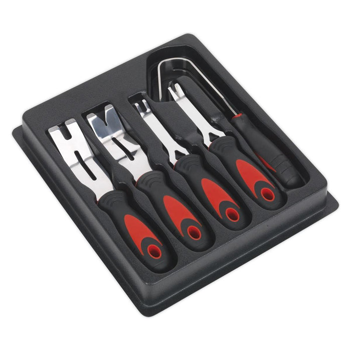 Sealey Door Panel & Trim Clip Removal Tool Set 5pc RT006 Sealey - Town Tools 