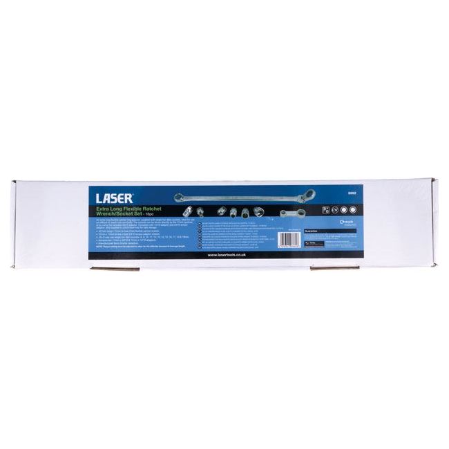 Laser Extra Long Flexible Ratchet Wrench/Socket Set 16pc 8662 Laser - Town Tools 