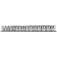Draper Metric Socket Set on a Metal Rail, 3/8" Sq. Dr. (15 Piece) 16492