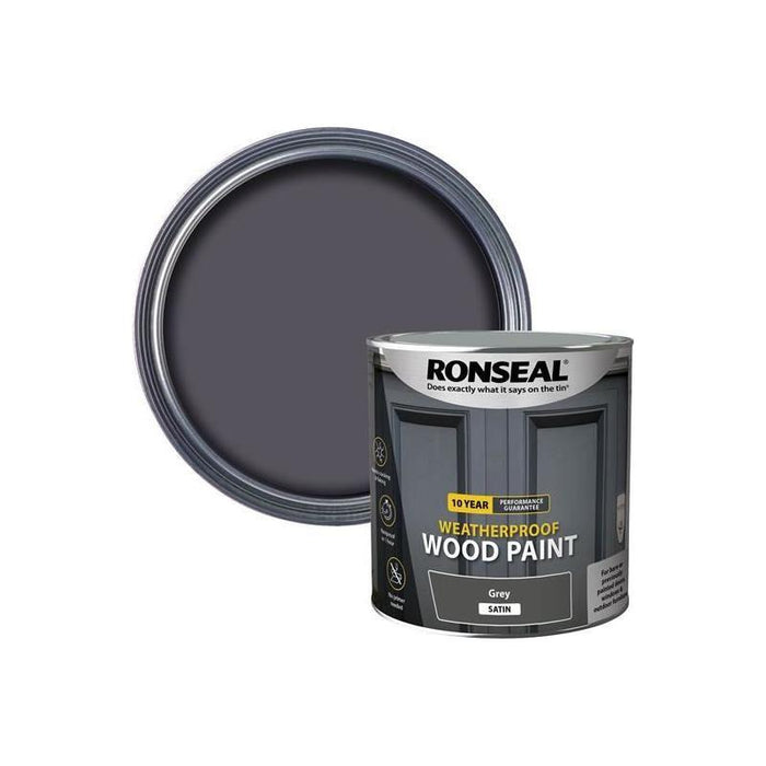 Ronseal 10 Year Weatherproof Wood Paint Grey Satin 2.5 litre Ronseal - Town Tools