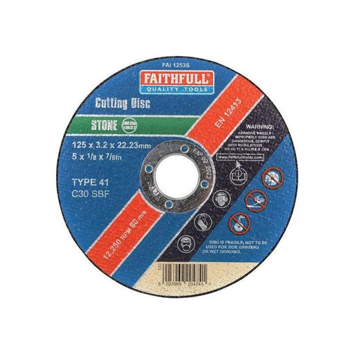 Faithfull Stone Cut Off Disc 125 x 3.2 x 22.23mm Faithfull - Town Tools