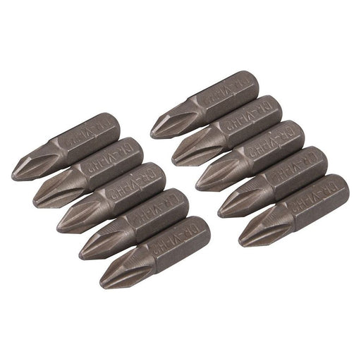 Silverline Phillips Cr-V Screwdriver Bits 10pk PH2 Silverline - Town Tools 