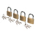 Silverline Brass Padlock Keyed Alike 4pk 40mm Silverline - Town Tools 