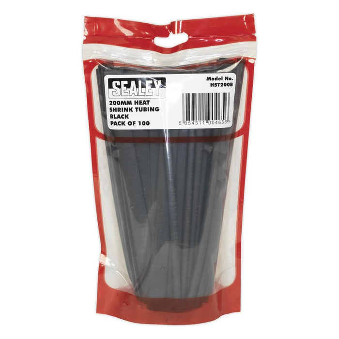 Sealey Heat Shrink Tubing Black 200mm 100pc HST200B Sealey - Town Tools 