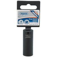 Draper Expert HI-TORQ 6 Point Deep Impact Socket, 1/4" Sq. Dr., 14mm