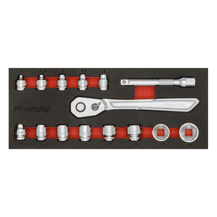 Sealey Low Profile Socket Set 15pc 1/4"Sq Drive Metric Platinum Series AK5783 Sealey - Town Tools 