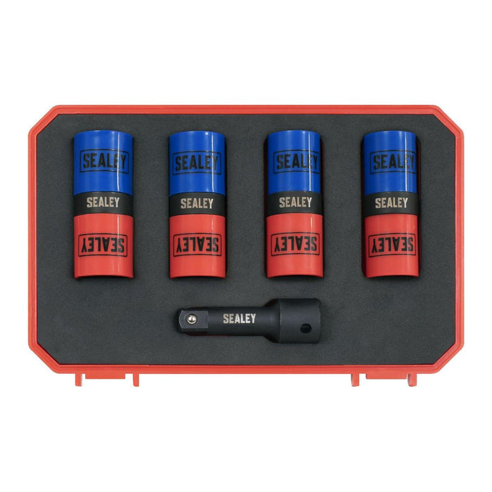 Sealey Alloy Wheel Double Ended Impact Socket Set 1/2"Sq Drive 5pc SX1820S Sealey - Town Tools 