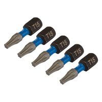 Draper Expert TX-STAR Impact Screwdriver Bits, T15 x 25mm, 1/4" Hex (Pack of 5)