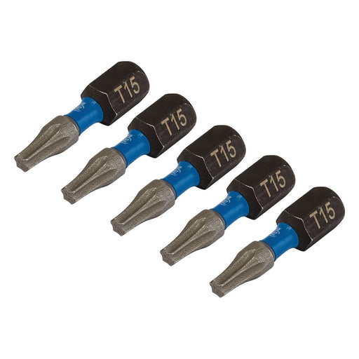 Draper Expert TX-STAR Impact Screwdriver Bits, T15 x 25mm, 1/4" Hex (Pack of 5) Draper - Town Tools 