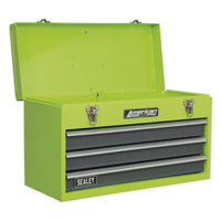 Sealey Tool Chest 3 Drawer Portable with Ball-Bearing Slides Hi-Vis Green/Grey
