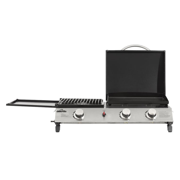 Dellonda 3 Burner Stainless Steel Portable Gas Plancha/Grill 8.5kW