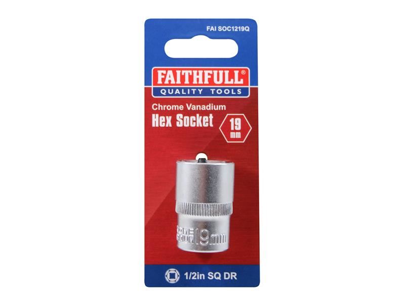 Faithfull Hex Socket 1/2in Drive 19mm Faithfull - Town Tools