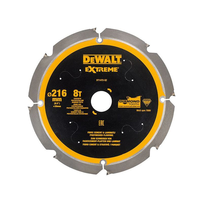 Dewalt Power Tools Extreme PCD Fibre Cement Saw Blade 216 x 30mm x 8T DeWALT Power Tools - Town Tools