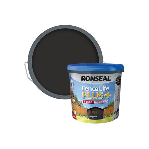 Ronseal Fence Life Plus+ Tudor Black Oak 5 litre Ronseal - Town Tools